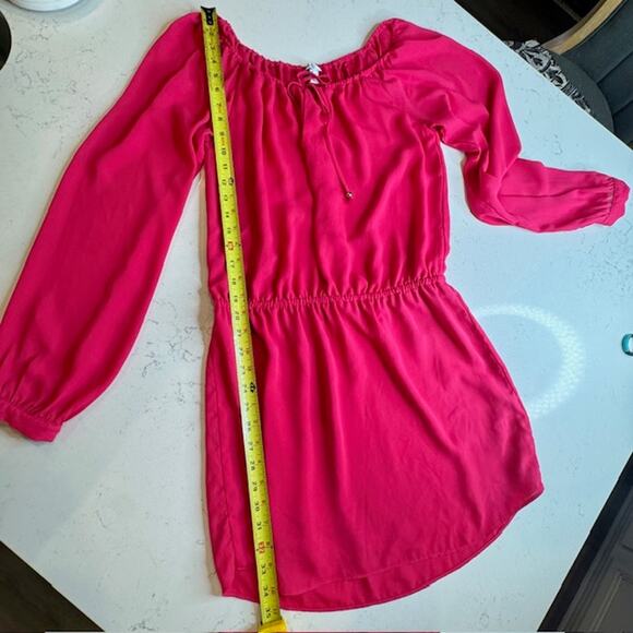 Vintage Cache Flowy Chiffon Pink Mini Dress Medium - Picture 12 of 13